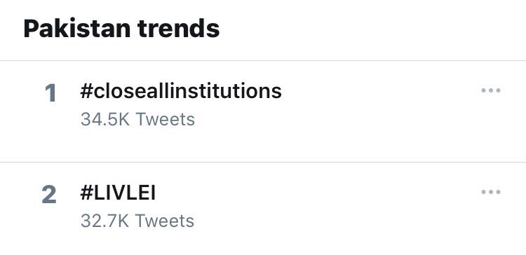 saad_premier's tweet photo. Trending at No.1
 #closeallinstitutions
@Shafqat_Mahmood @ImranIsmailPTI @OfficialDGISPR @BBhuttoZardari @ImranKhanPTI @SaeedGhani1 @MuradAliShahPPP @PTIofficial @GovtofPakistan @EduMinistryPK https://t.co/LO2BarviW3