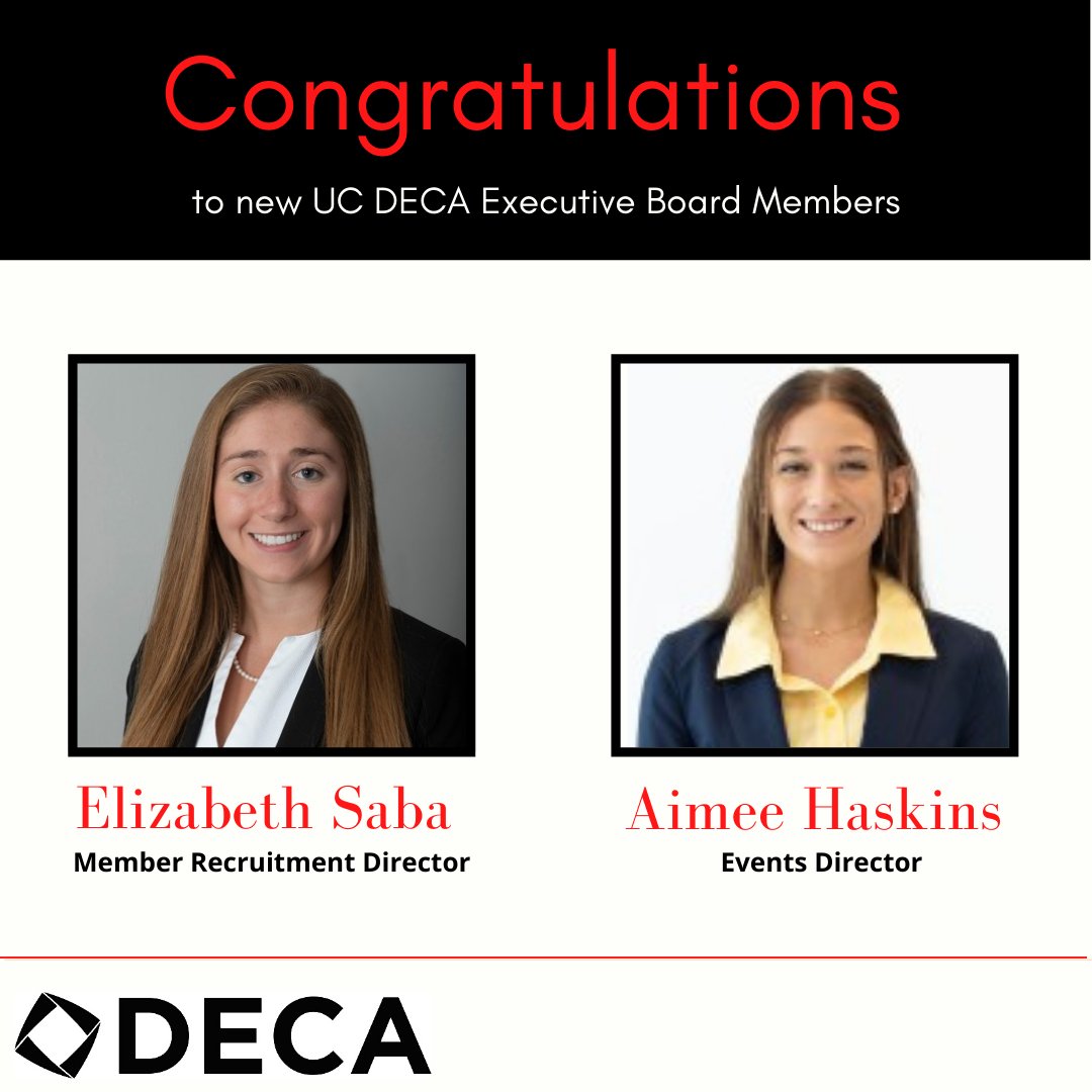 Congratulations to Aimee Haskins and Elizabeth Saba for their new positions on DECA exec board!