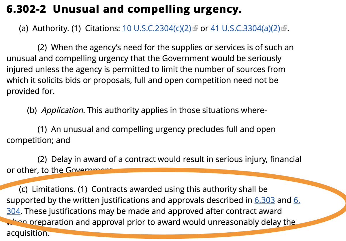 Emily should be able to answer: “Why haven’t the justifications for non-competitive purchasing been produced and published as required under FAR 6.302?”see:  https://www.acquisition.gov/far/part-6#FAR_6_302_2