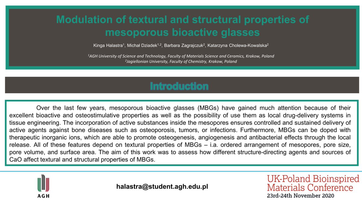 HalastraKinga's tweet photo. @UKPLbioinspired Check out my poster 19 (Kinga Halastra) for @ukplbioinspired conference 
#UKPLBioinspired #materials #onlinepostersession https://t.co/rGMqes9HJx