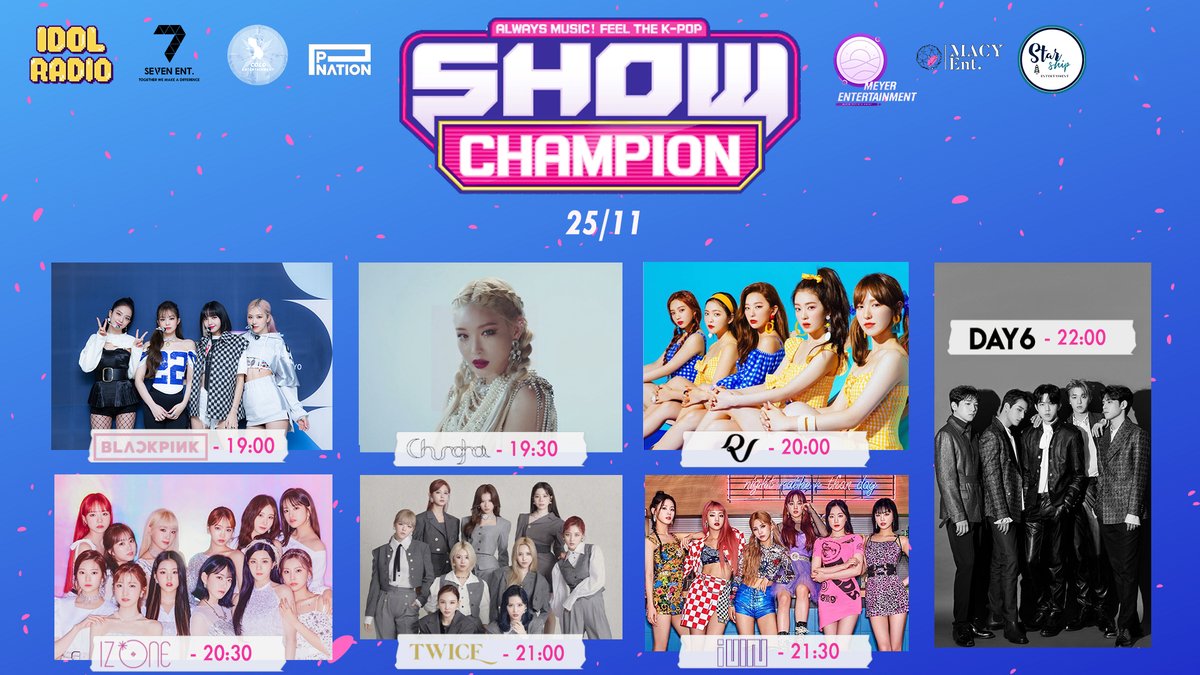 Estamos de volta com mais uma programação do SHOW CHAMPION para vocês! Mais 6 atrações perfeitas que estão dispostas a trazer muita animação para sua noite de quarta-feira. Te vejo lá?