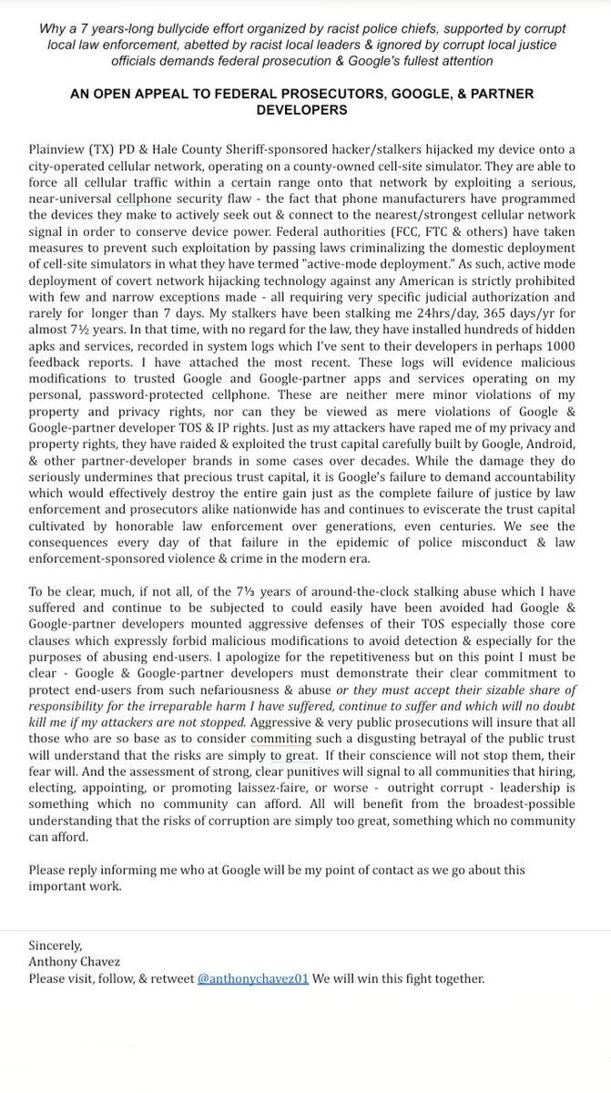 AnthonyChavez01's tweet image. Why do @PlainviewTX &amp;amp; #HaleCountyTX leaders continue to ignore my complaints? I demand the arrest of my homicidal #stalkers who drowned 24yo #VictorAlvarez on 5/11/19. Another victim of #PoliceSponsoredStalking, #JoseOrona, was killed on 9/14/19 in a stand-off with local police.