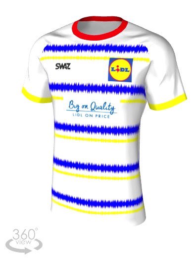   @LidlGB:A simple yet iconic home shirt, and that away kit is a “lidl” bit naughty. It tracks your heart-rate as your shopping comes flying through the checkout.  #SupermarketShirts