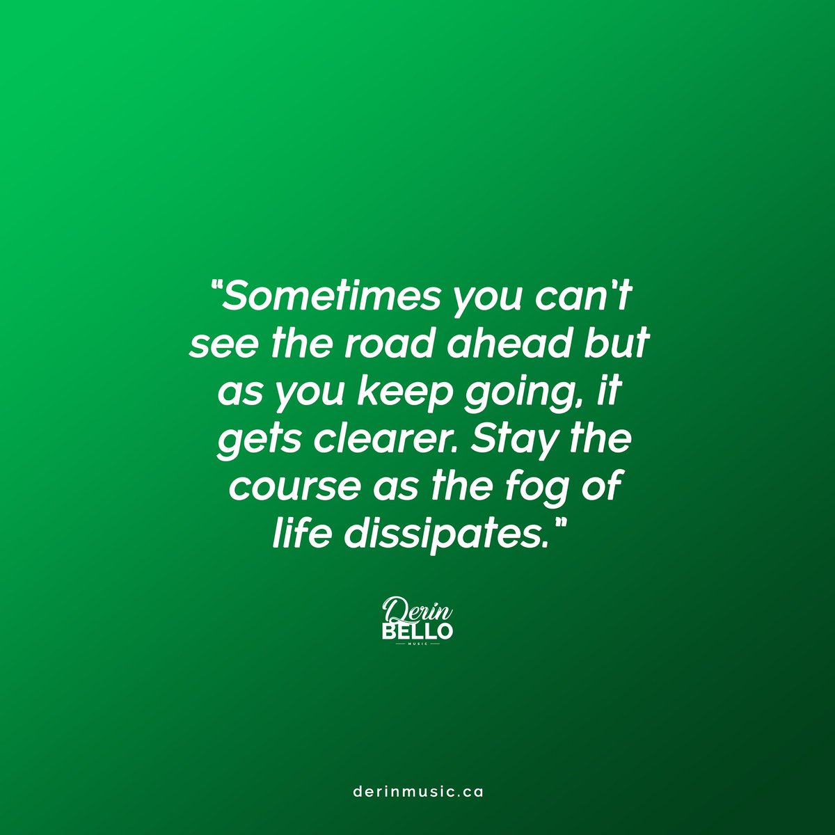 DerinBello's tweet photo. "Sometimes you can't see the road ahead but keep going, it gets clearer. Stay the course as the fog of life dissipates"
#sundayquotes #derinbellomusic #derinbello #rccg https://t.co/nEgcNKcFOY