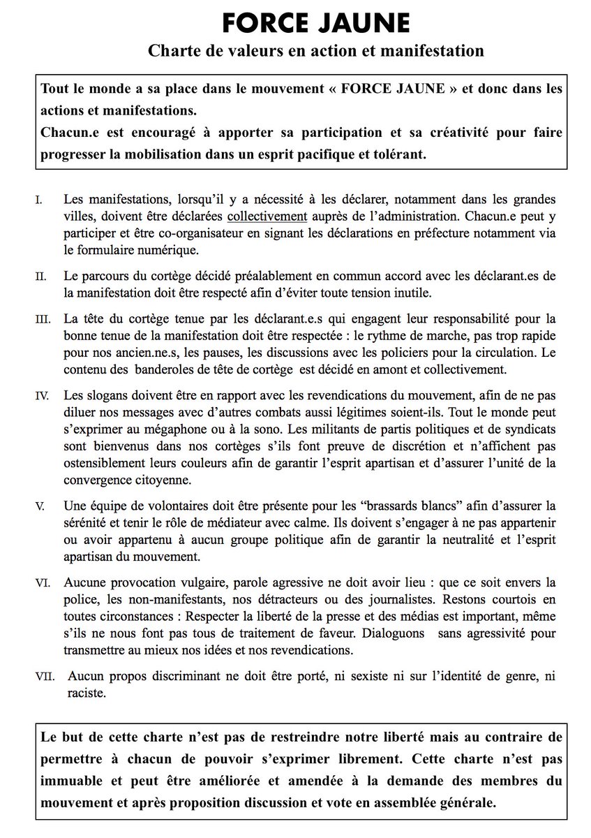 ForceJauneGJ's tweet photo. @fred78510cntf @Joulmusique @gjconstituants @sotisathena @collCartonJaune @GiletsJaunesGo C’est exactement la ligne politique de #forcejaune en fait ! Avez-vous lu notre charte? https://t.co/wcNgnEO9Af