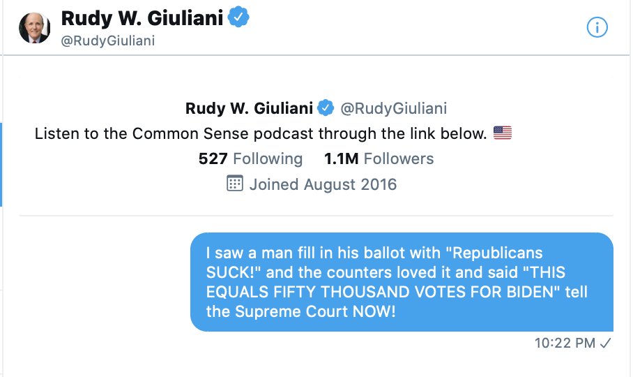 Rudy Giuliani's DMs are open.