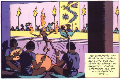 HadoqueD's tweet photo. Las dos primeras ni siquiera son propiamente en Blake y Mortimer, sino en su antecesor inmediato. En #ElRayoU tenemos una danza de los hombres mono y los músicos que amenizan el banquete en la ciudad subterránea. https://t.co/X43hXxmJFH