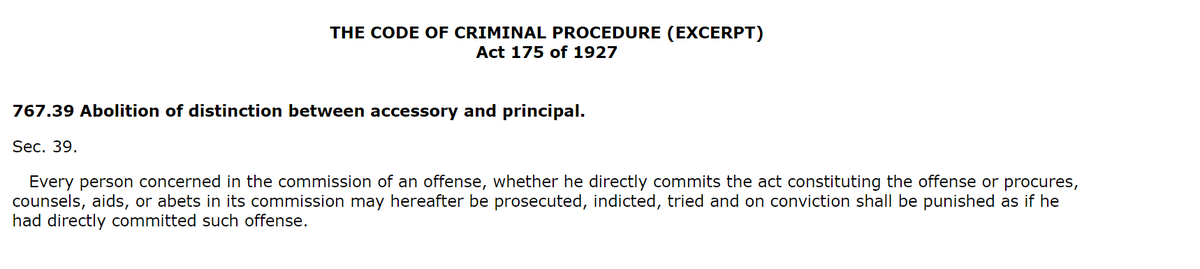2.  @SCLiedel knows the law. Served as chief legal counsel Michigan Governor  @JenGranholm.Note: risk of criminal liability may not be limited to members of the Board, but also anyone who "procures, counsels, aids, or abets" in the commission of the crime.