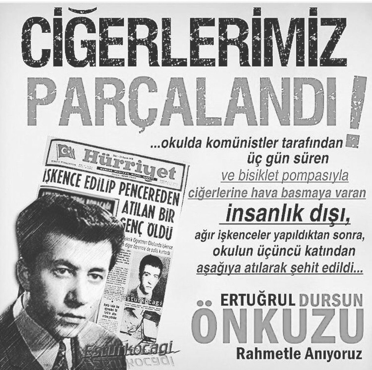 Önkuzu hey! Önkuzu!
Önde gider Önkuzu.
Bu bayrak düşmez yere,
Ölmedikçe son kuzu ! #DursunÖnkuzu