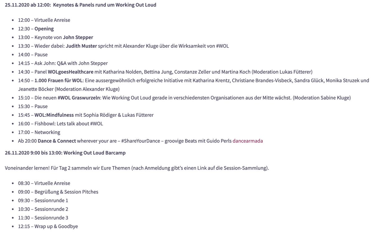 🗓 Mittwoch, 25.11. um 12 Uhr geht es los. Detaillierte Agenda gibt es auf wolcamp.de u.a. sind <a href="/johnstepper/">John Stepper</a> <a href="/JudithMuster/">Judith Muster</a> <a href="/katha_krentz/">Katharina Krentz</a> <a href="/alecmcint/">Alexander Kluge</a> <a href="/SophiaRoediger/">Sophia Roediger</a> <a href="/NoldenKatharina/">Katharina Nolden</a> <a href="/netzabine/">Sabine Kluge</a> @ChristianeAhoi u.v.m. auf der Bühne. @Rheinkomm legt auf #WOLC20 (2/6)