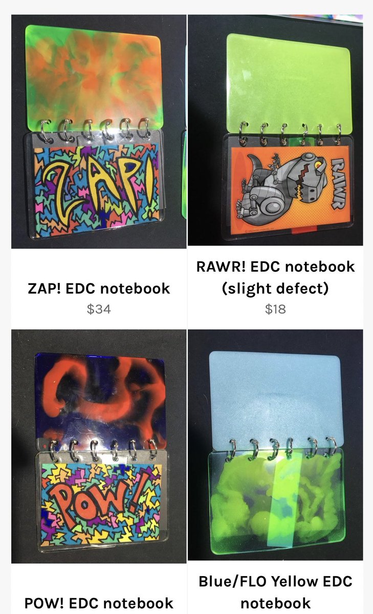 TractorNinja's tweet photo. If you dig deep in the store i still have some awesome little #edc notebooks in there. Some have some of my #sharpiart encased in them 🤓 you can choose your paper type and they come with a divider/bookmark #resinart https://t.co/Ckbd5dUvtv https://t.co/2kCVENzcHT