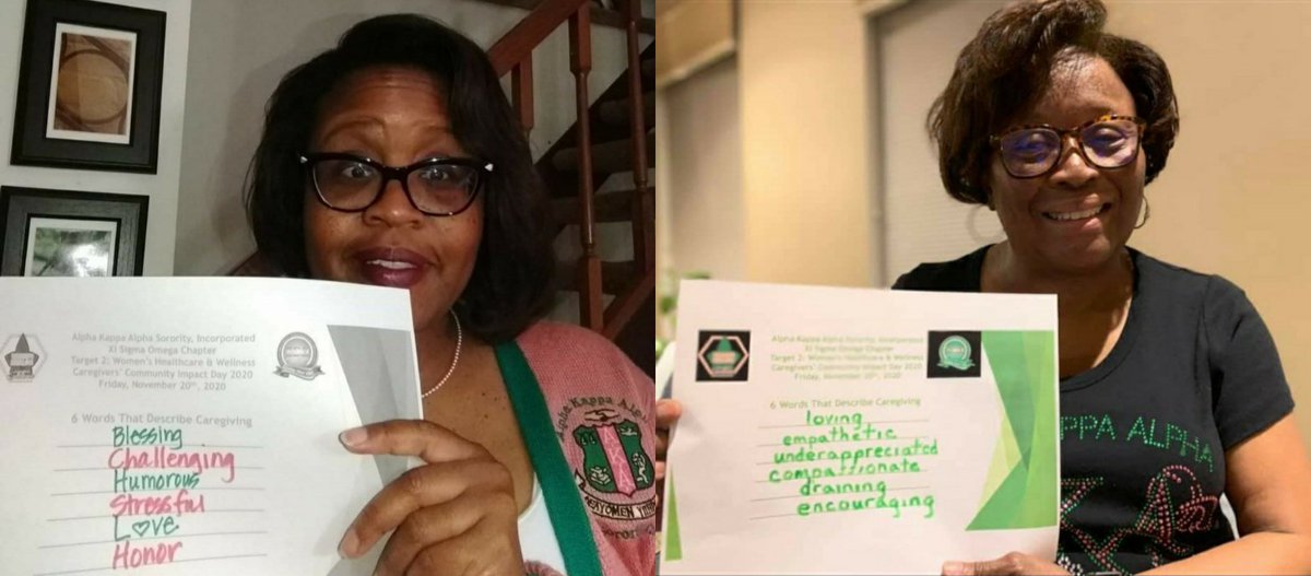 akaxisigmaomega's tweet photo. In observance of @akasorority1908 Caregivers Community Impact Day, #AKAXiSO members share 6 words that come to mind when they think of caregiving.

#AKA1908 #Excellence #WomensHealthcareAndWellness #CareForTheCaregiver #BeCareCurious @AKANARegion https://t.co/vjwEzF8C7p