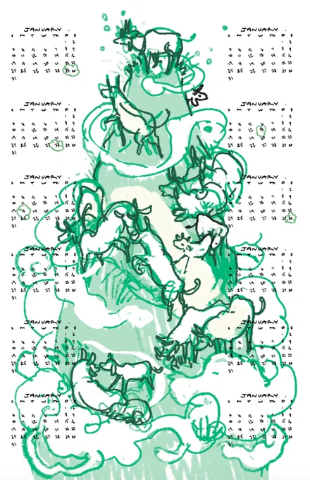 2021 COW-lendar sketches... Cow mountain vs. starry cows? I have one vote for cow mountain 