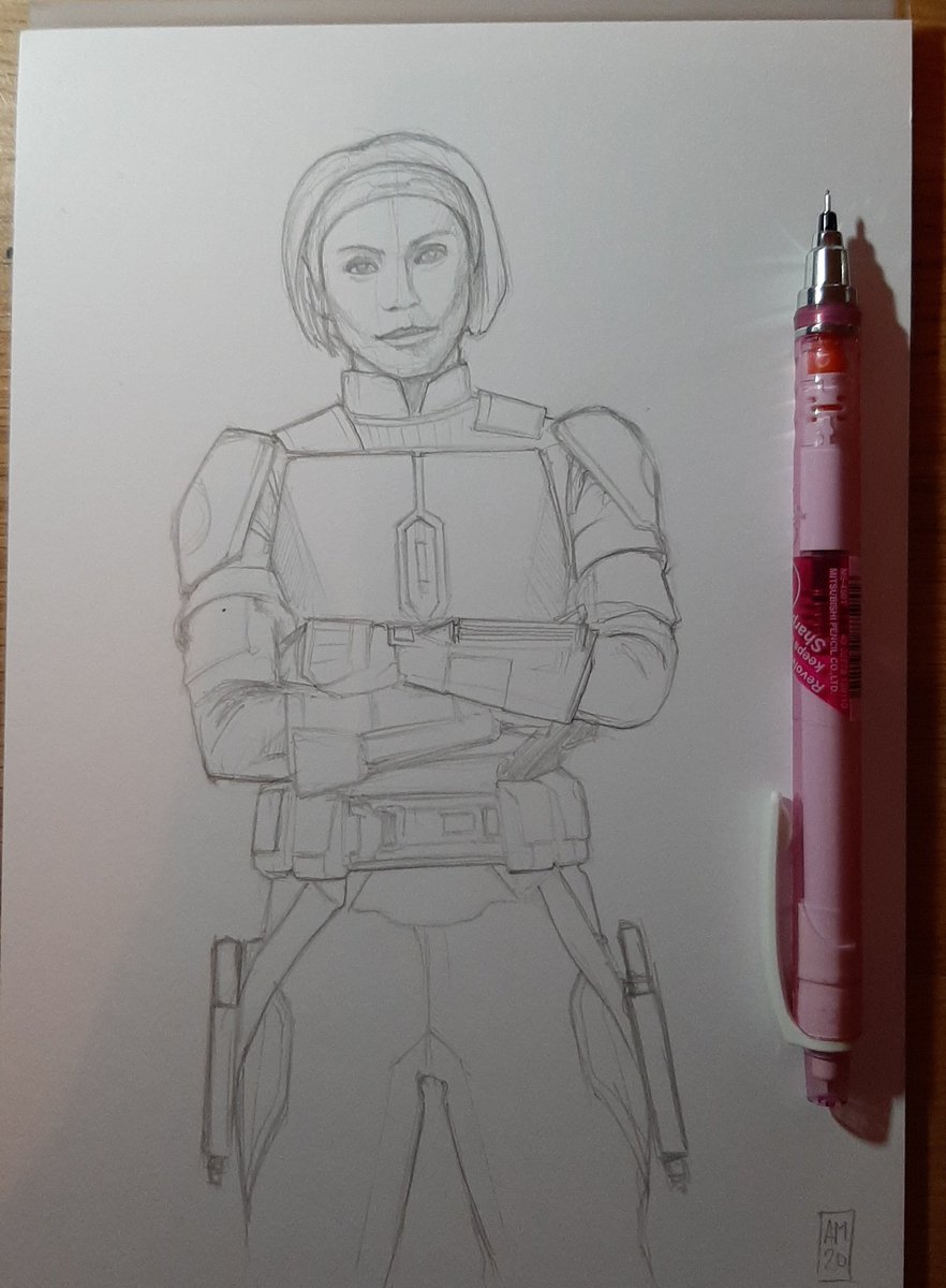 Quick sketch of Katee Sackhoff as Bo-Katan Kryze as portrayed in The Mandalorian. Hoping to ink and colour later this week. <a href="/kateesackhoff/">Katee Sackhoff</a> #BoKatan #TheMandalorian #ThisIsTheWay #starwars #BabyYoda