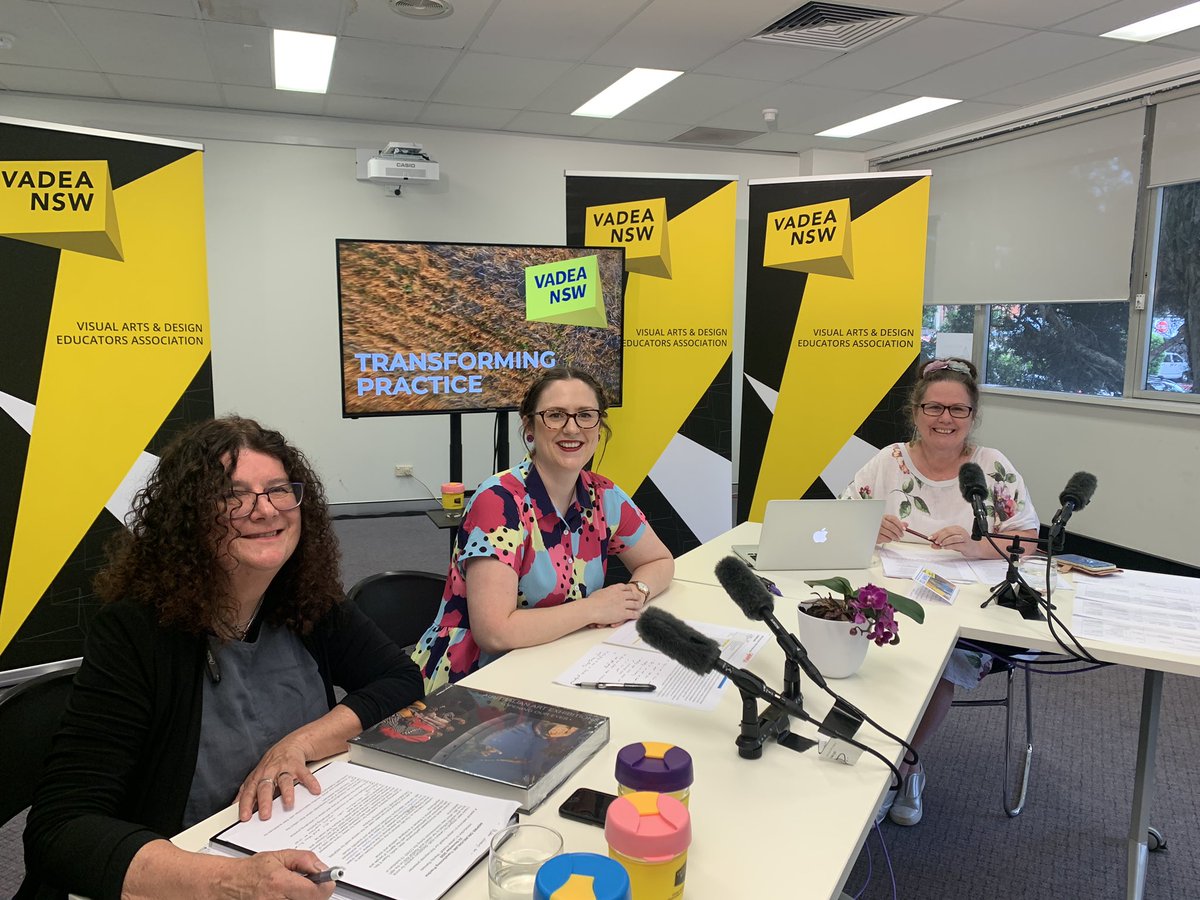 VADEA Co-Presidents Nicole DeLosa and Gemma Baldwin with past co-president Wendy Ramsay ready to welcome you to our Inspire ONLINE event today #professionallearning #visualarts #education