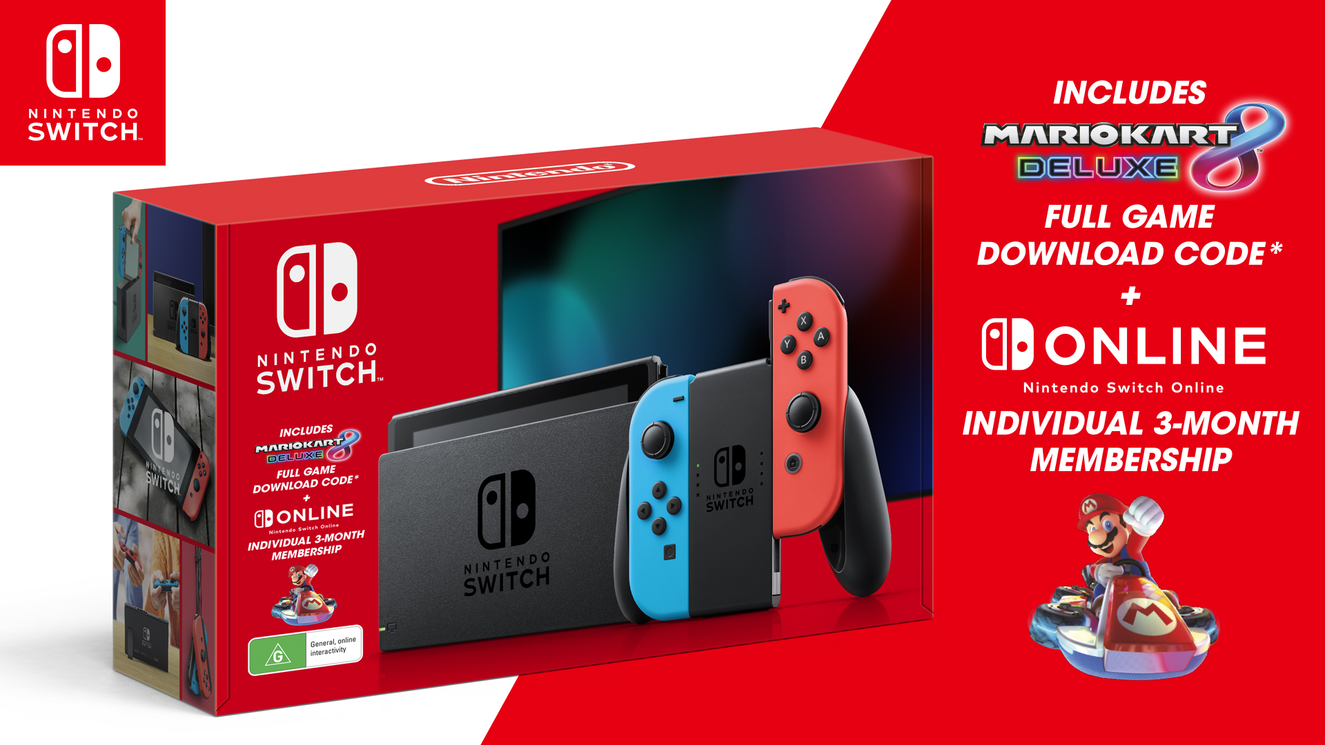 Nintendo Switch Mario Kart 8 Deluxe Bundle (Full Game Download + 3