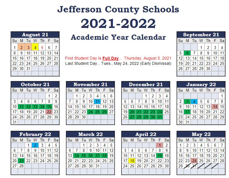 Jcps School Calendar 2021 - 2022 - Academic Calendar 2022