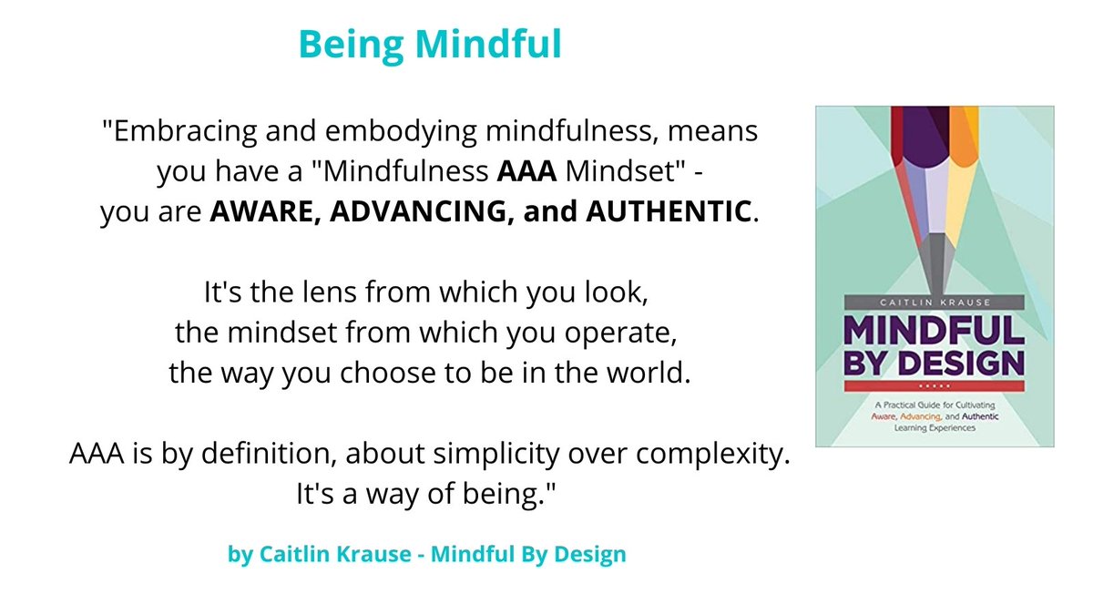 CaitlinKrause_'s tweet photo. When I describe #mindfulness as a lens, it's liberating for a lot of people! They see it as an invitation to create and design instead of a mandate or set of instructions. How can this FREEDOM invite a new way of BEING TOGETHER in learning worlds? #MindfulByDesign #BookCampPD https://t.co/8fBf87Iywf