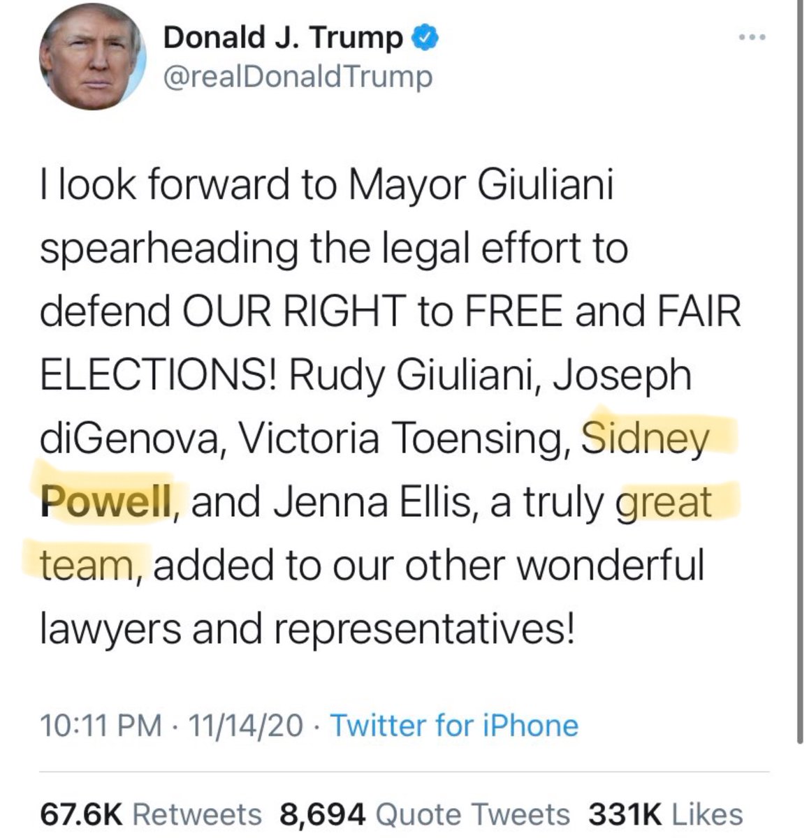 Trump thought Powell went too OTT, (according to Washington Post reporter).