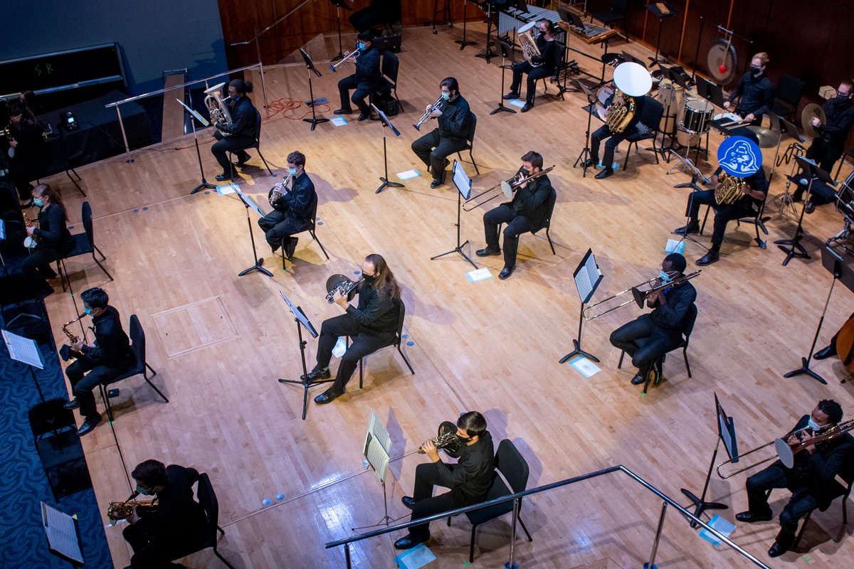 GeorgiaStateU's tweet photo. 🎼 Friday, the Georgia State Symphonic Wind Ensemble presented “R2P” via livestream concert. Members also honored conductor Robert Ambrose’s 20 years of teaching and service to Georgia State University and the students of the School of Music. #TheStateWay https://t.co/rxZQdcU5CT
