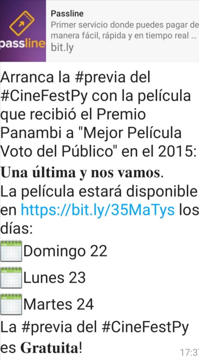 MilvaGauto's tweet photo. El Festival de Cine @cinefestpy te invita para ver gratis las mejores películas online.
🍿🥤🎥 #CineFestPy https://t.co/ygwQrH2LCp