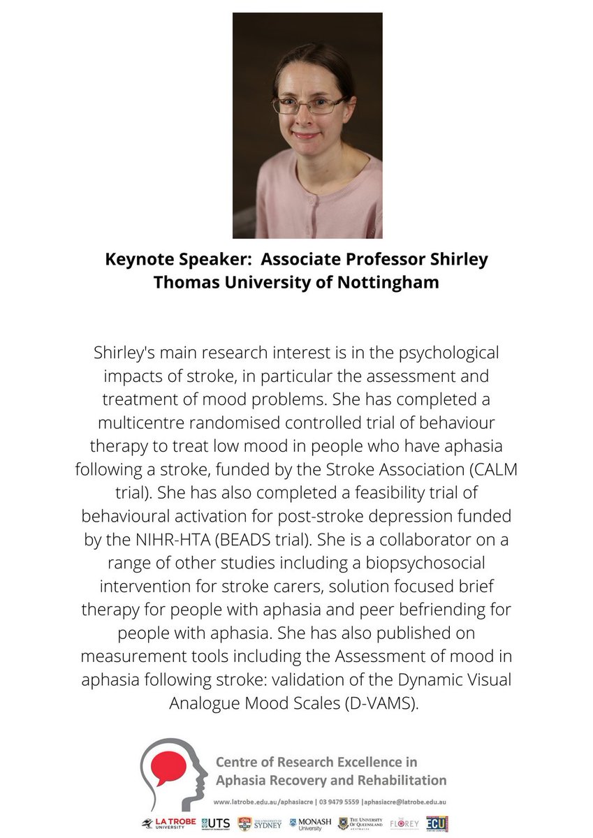 The Aussie #OPsyRIS half day virtual event is on 4.12! Come and hear A/Prof Thomas and other awesome people speak about all things psychological and stroke. Register here for link: utsau.au1.qualtrics.com/jfe/form/SV_3J… <a href="/rene_stolwyk/">Rene Stolwyk</a>
<a href="/neurodana/">Dana Wong</a> <a href="/drcramsden/">Clare Ramsden</a>