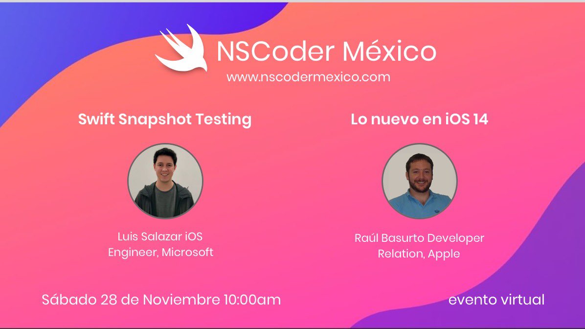 NSCoderMexico's tweet image. El link de la videollamada lo compartiremos el mismo día del evento y también lo publicaremos en nuestras redes sociales:

•
•facebook.com/nscodermexico
•meetup.com/es-ES/NSCoderM…

Nos vemos pronto comunidad.

Emmanuel, Juan, Lorenzo
NSCoderMexico
(3/3)