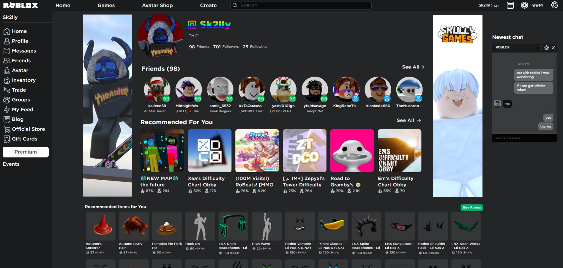 My homepage in Roblox😍🥰