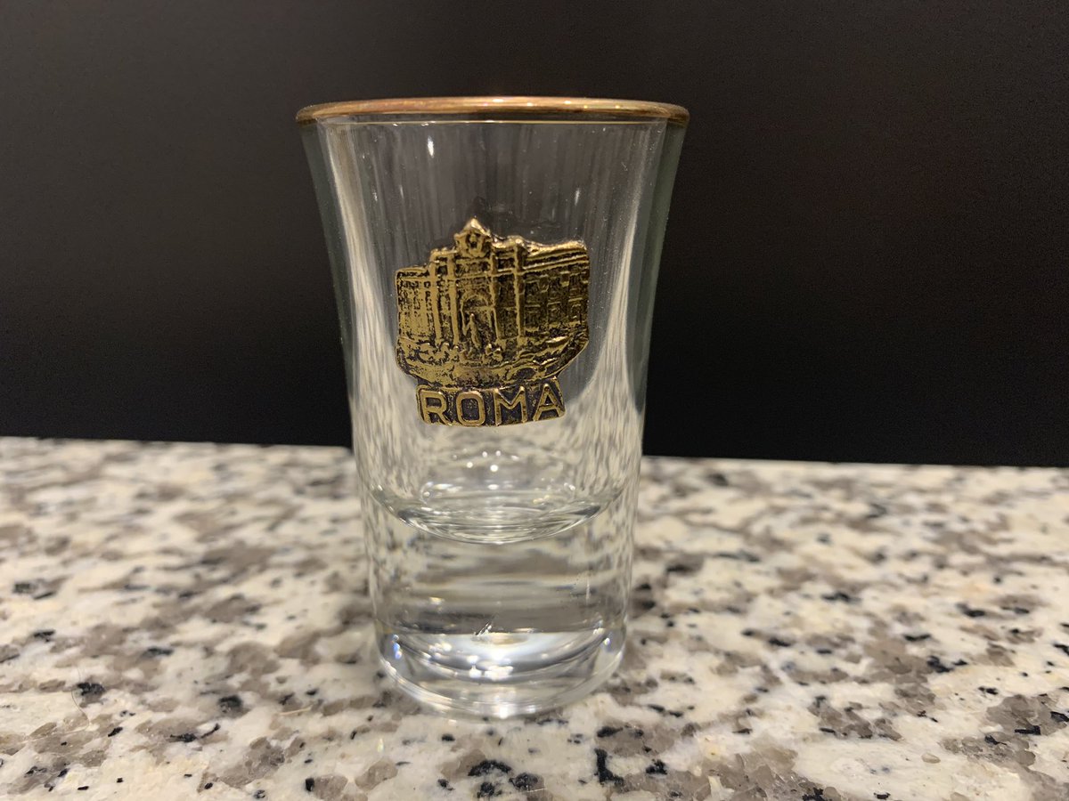 Day 22: In lieu of travel I’d like to do a tour of past trips via shot glasses. This is from a long weekend in Rome with my better half when we lived in Europe. It is a beautiful city and the architecture is awe inspiring. 
