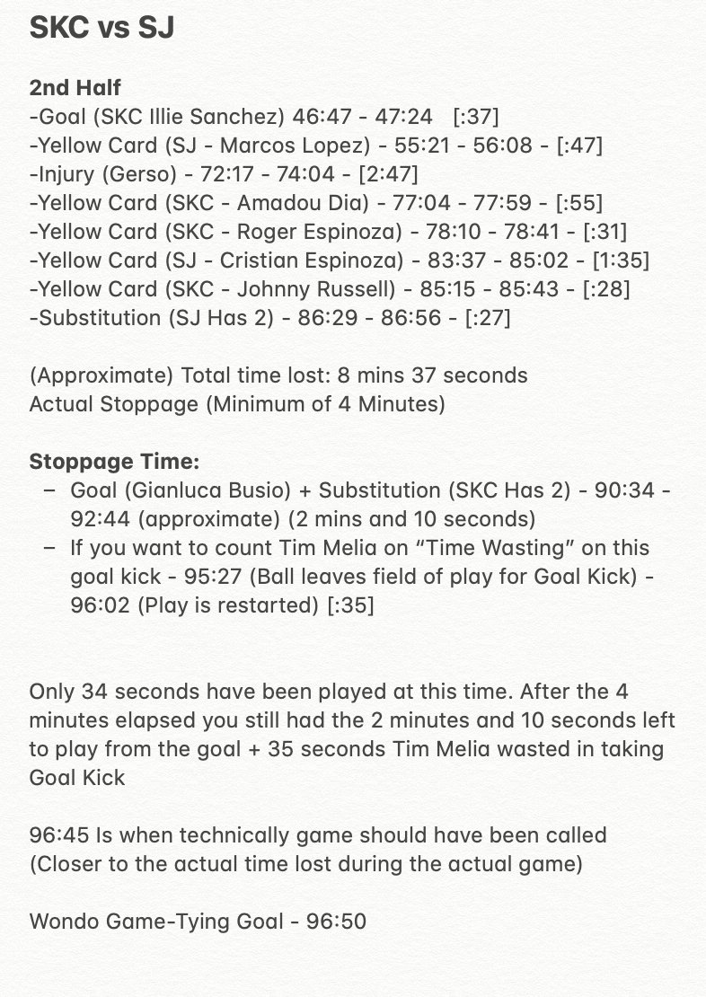 90RichardH's tweet photo. Moot point now, but not sure why everyone was up in arms about stoppage time in this #SKCvSJ #MLSCupPlayoffs when I think there should have been more stoppage time. https://t.co/mAUFzwftxo