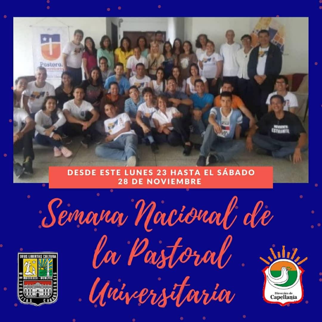 capellaniauc's tweet photo. Atentos a nuestras redes sociales  en ésta semana. Estamos en el marco de la Semana Nacional de la Pastoral Universitaria desde mañana Lunes #23Nov hasta el Sábado #28Nov @TiempoUC @UCarabobo @protocolouc @NotiUC @jessydivo @padrejoel95 @Greivinfg @biuscmy https://t.co/rM9R7wdbhY