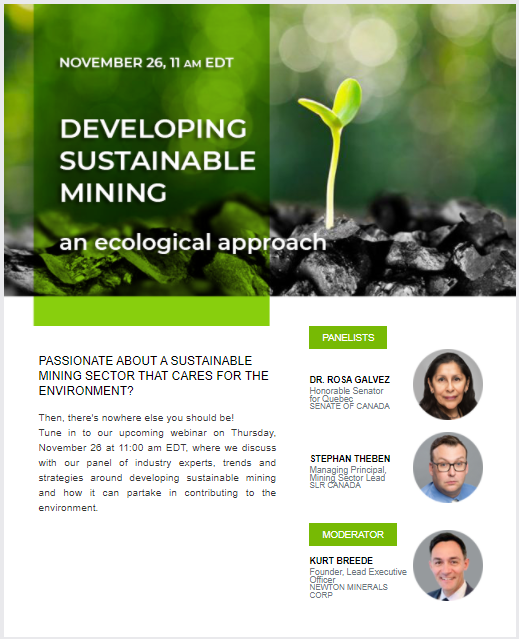 Sign up for our #webinar and join our panel of experts, moderated by Kurt Breede, and our two party panel, Dr. Rosa Galvez <a href="/SenRosaGalvez/">Rosa Galvez</a>, and Stephan Theben.

November 26 at 11 AM EST.

More info: perucanadacc.ca/news/developin…

#pcccsustainablemining #pccc #sustainablemining