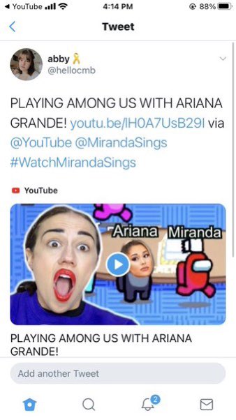 abbsmk's tweet photo. so nervous for @MirandaSings @ColleenB123 to pick a winner!! doing everything i can hahahha #watchmirandasings https://t.co/TTQalz86rx