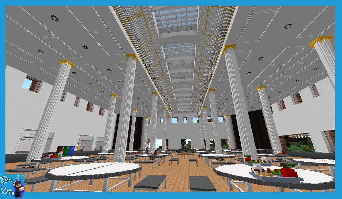 TysonAndKevin's tweet photo. Commissioned Classrooms and Cafeteria finished for 
@sunnypopfeline
 #minecraft #chiselandbits #minecraftbuilds #commissions https://t.co/zncZ0TRHfp