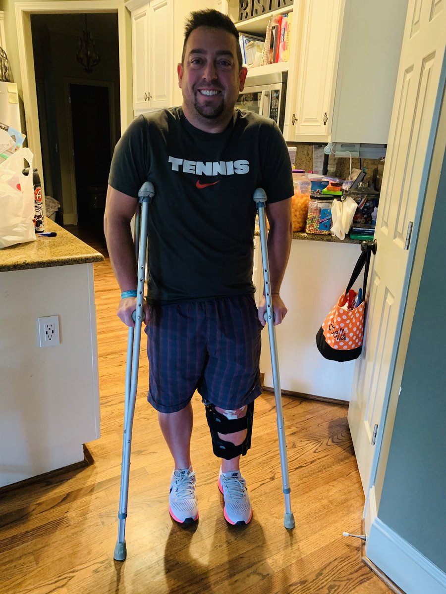 NickCarberry's tweet photo. @JoeyB Heal well! I’m 4 weeks post op from my #ACLJourney during a tennis match. Off crutches in just over a week. Lots of PT. You’ve got this!! https://t.co/eAxbteLnMb