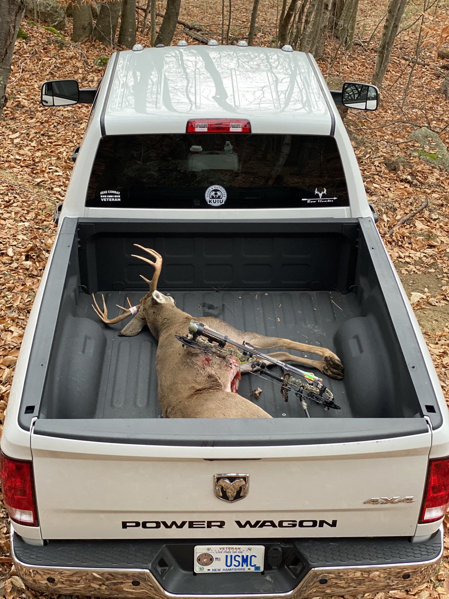 At first light Friday, this nice 8 pt was following a doe near the tree I was in. I let my arrow fly and he crashed about 70 yds away. #bowhunting #bowhuntingwhitetails