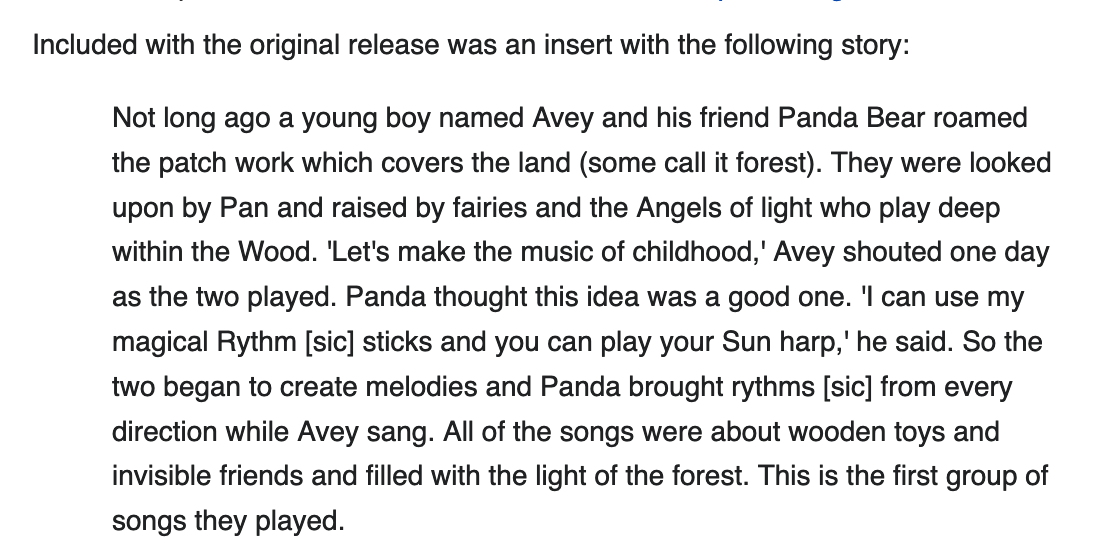 The album is contextualized as being the spontaneous play of forest children raised by fairies and this is what it sounds like. They use conventional instruments (drums, acoustic guitar, synthesizer) to make something that sounds totally mystical & independent of anything else
