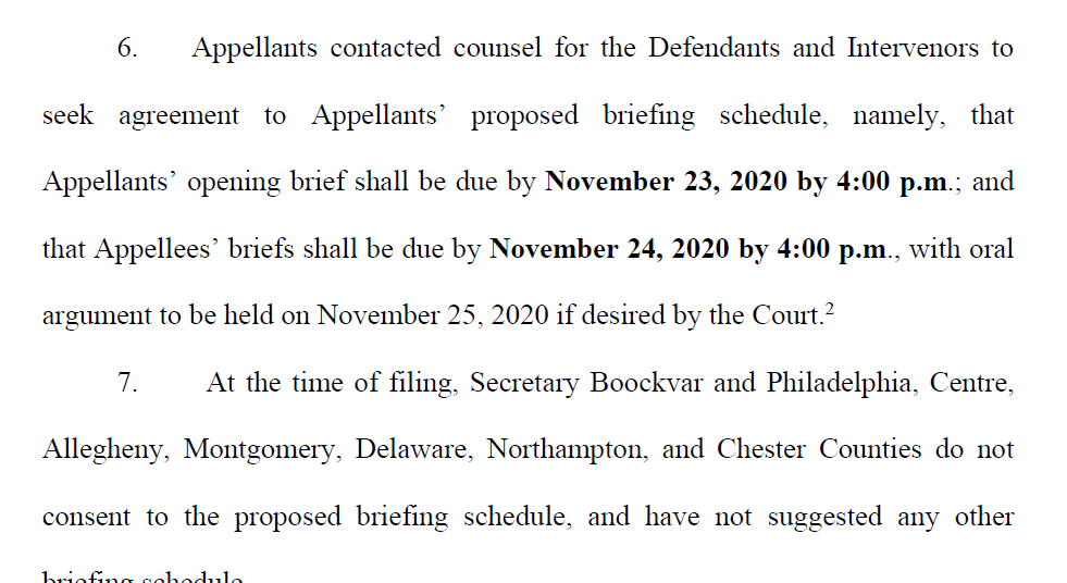 Trump's lawyers want the case briefed by Tuesday and argued Wednesday. Defendants, to nobody's great surprise, aren't on board.