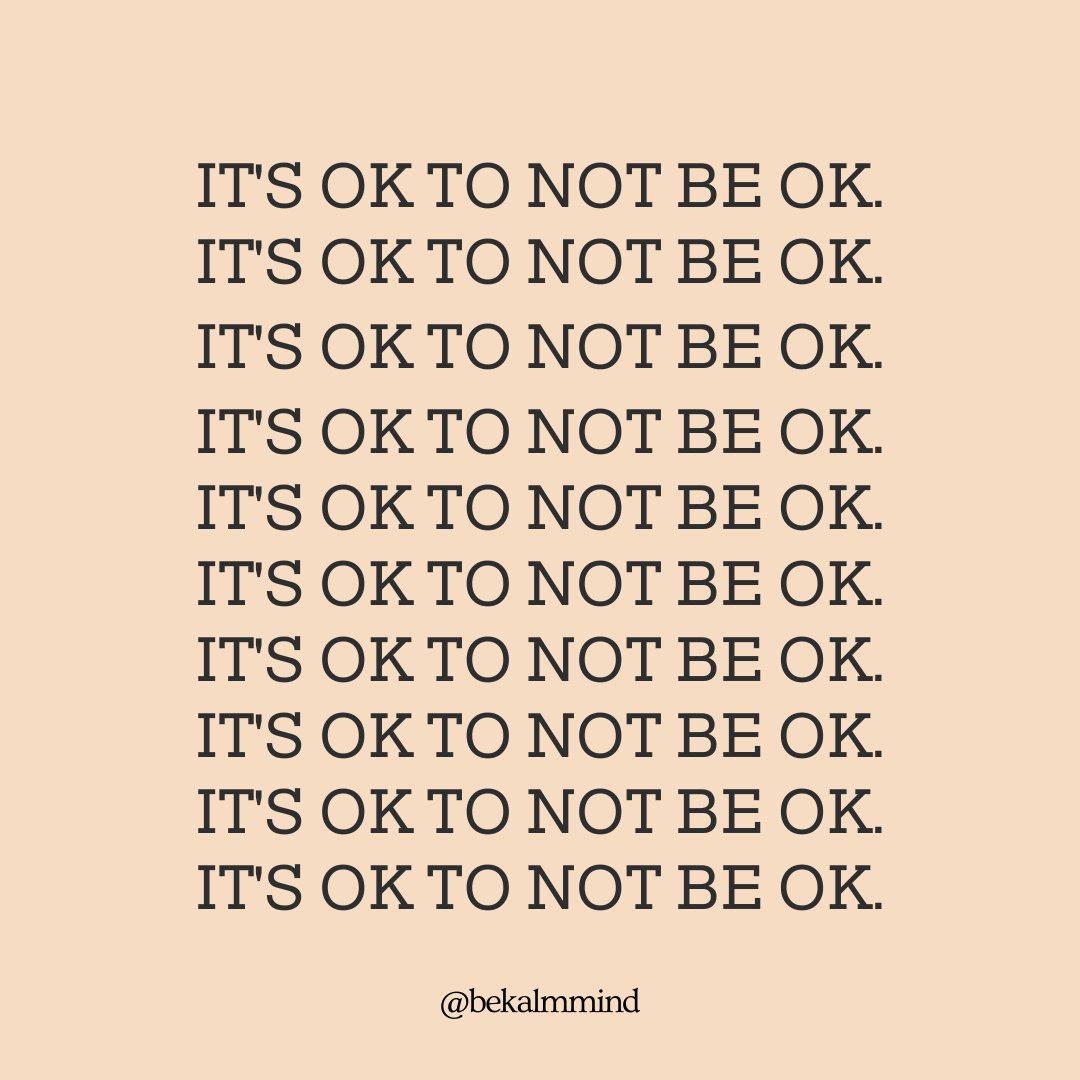 This is a reminder... it’s ok to not be ok. It’s ok to have a difficult day. It’s ok if you want to take a day to not do anything. It’s ok to take time to heal and process your feelings. It’s ok to take time for self care. #bekalmandtakecontrol