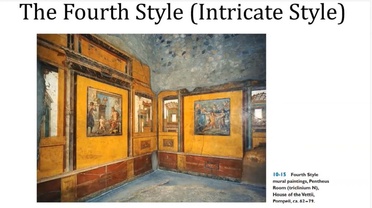 SallyCLST6's tweet photo. #CLST6 This is also one of my favorite monuments! For my #FinalLookCloser, I investigated the House of the  Vettii for very similar reasons - the mural paintings are absolutely stunning. For instance, the Pentheus Room showcases what is likely later stage Fourth Style art [1]. https://t.co/ZmMweOq0h2