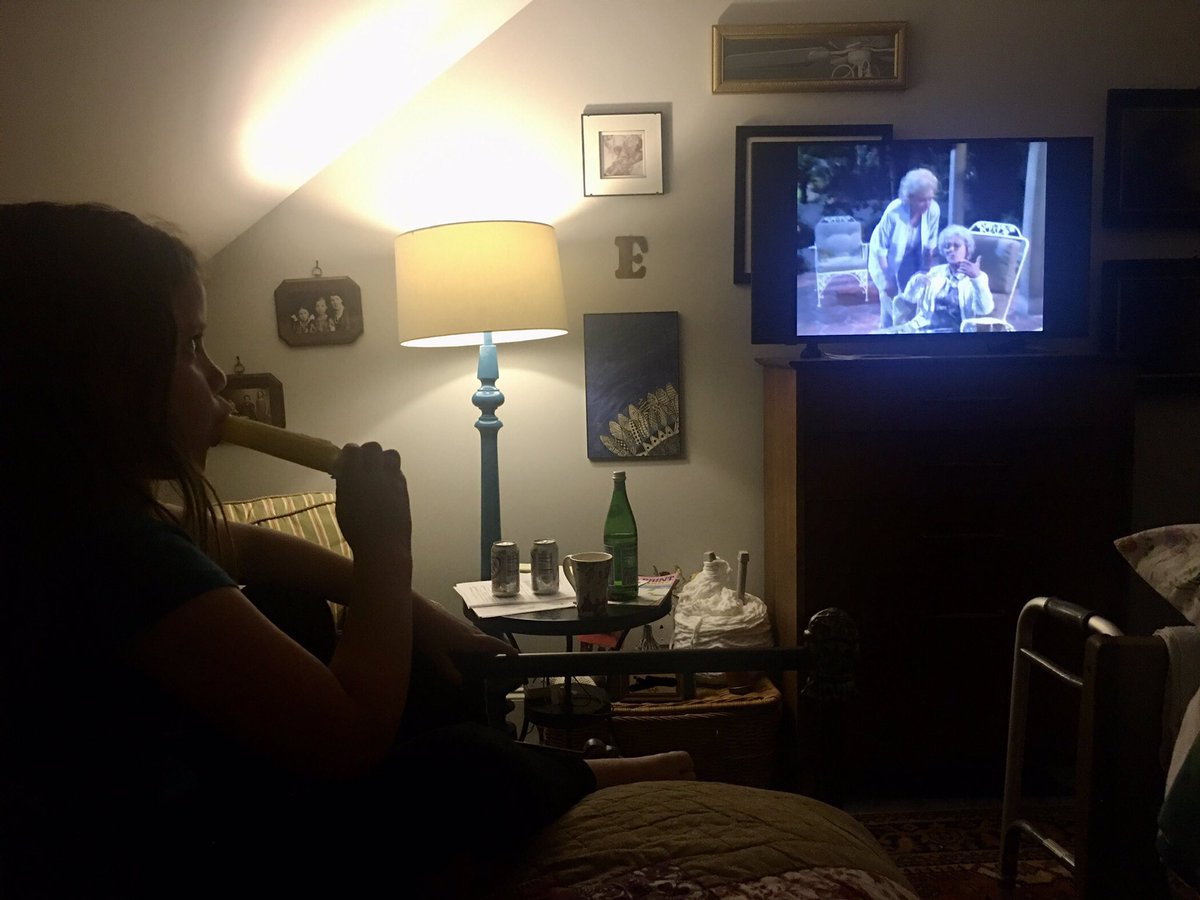 three generations watching The Golden Girls together (mama, who is nearly unresponsive, laughed at one of the jokes )