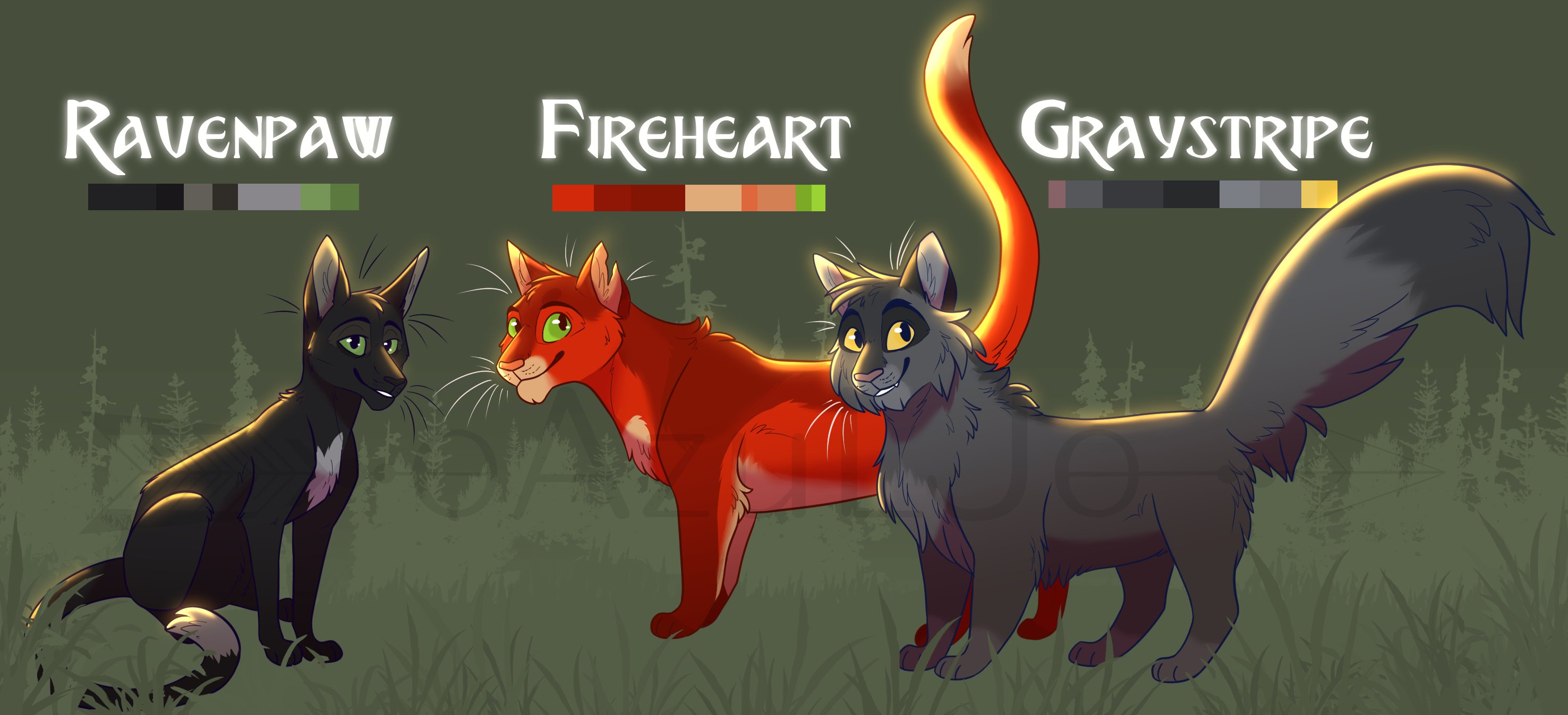 warrior cats firestar graystripe and ravenpaw