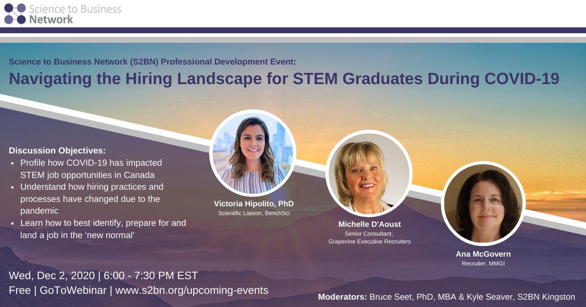 Tune in December 2nd, 2020 from 6pm-7:30pm for a star studded panel to discuss navigating the hiring landscape during COVID-19!
Register here: shorturl.at/hnEIZ 
We'll see you there!
#BridgeTheGap #ProfessionalDevelopment #hiring