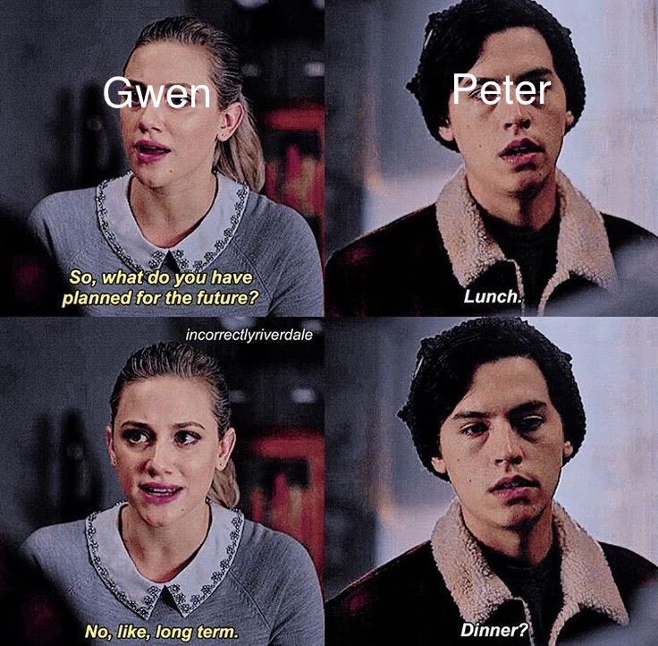 gwen trying to get a real answer on peter’s post grad plans