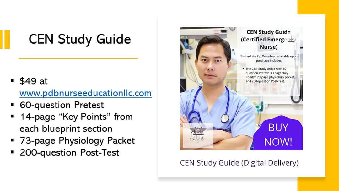 BartleyPam's tweet image. Order your immediate delivery #CEN Study Guide and immediately download the PDF's to your device ASAP. You will have the "Key Points" with you at all times, so you can study important information on the go! #letsgetcertified