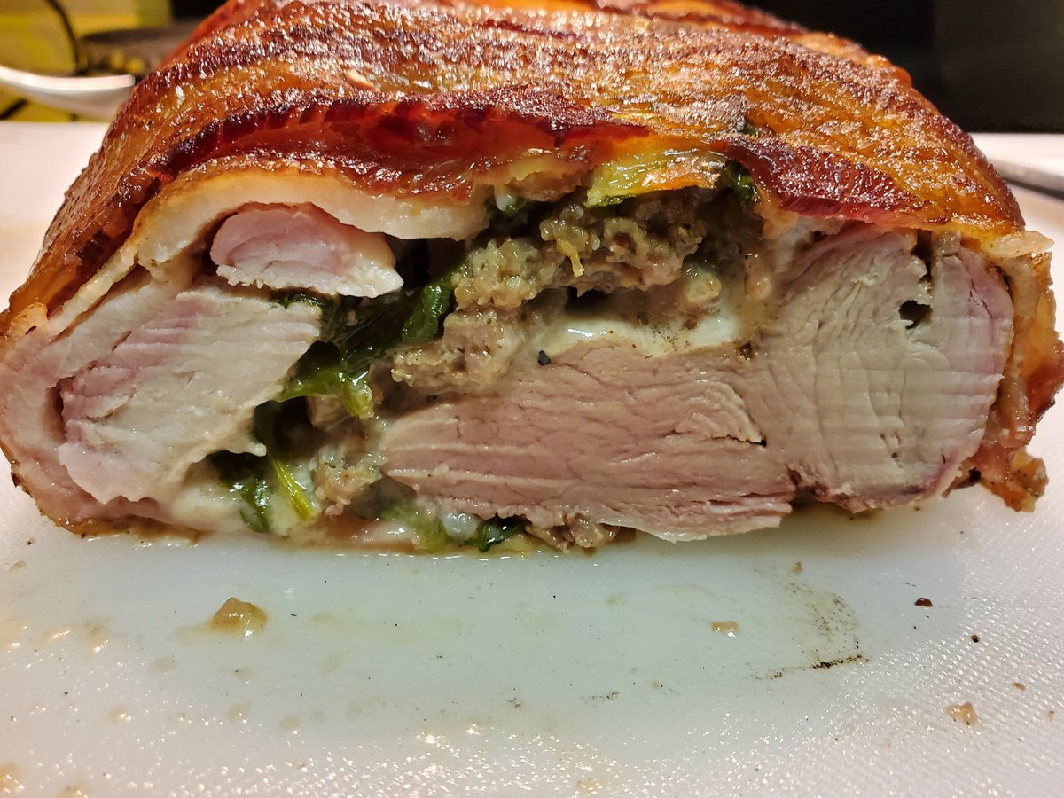 We continue to practice our bacon wrapped stuffed pork loin. Hope to have this on spring 2021 GrilleeQ menu. #pork #bbqpork #sanleandrobbq #bacon