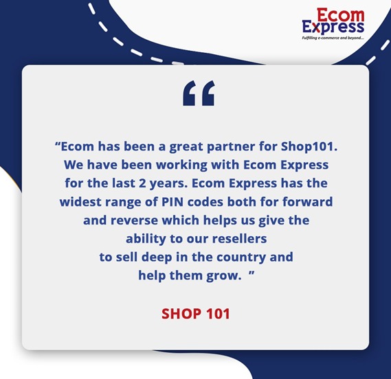 EcomExpress_Ofc's tweet photo. #MondayMotivation We are grateful to SHOP 101 for the trust that they continue to have in us!#Delivery #EcomExpress #FulfillingEcommerce #CustomerDiaries #WeDeliver #PartnerNow #LastMile https://t.co/Z5XMHKh1M6