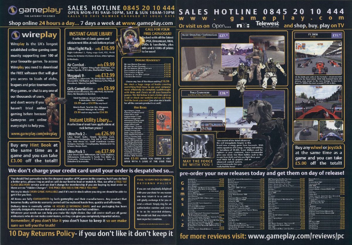 rexthedogge's tweet photo. 4 page AD #gameplay spread from #pczone sometime in the #90s Gameplay was a spinoff from Wireplay the first ever Online gaming service in the UK from #BT 
   
#retrogames #retrogaming #retrogamer #pcgames #pcgamer #pc #pcgaming #videogames https://t.co/9EtbzyR11q