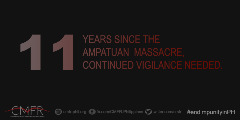 cmfr's tweet photo. The fight for justice continues even after the court convicted several suspects in the 2009 #AmpatuanMassacre. Continued vigilance needed. https://t.co/p512hZ9LLp
#EndImpunityinPH https://t.co/XIJm4hZsPx