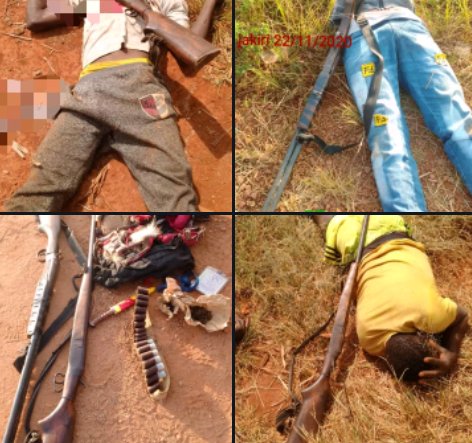 Michel61B's tweet photo. Ce dimanche 22 novembre 2020 à Jakiri (nord-ouest anglophone), des soldats camerounais ont encerclé une quinzaine de jeunes en plein investissement humain et en ont tué 6. Pour donner l'impression qu'il s'agit de séparatistes armés, ils ont posé de vieux fusils sur leur corps. https://t.co/P4WrSnnith